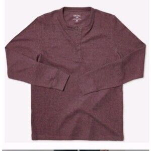 NWT Rhone Waffle Henley Long Sleeve Men's Shirt XLarge Grape Shake Heather Snaps